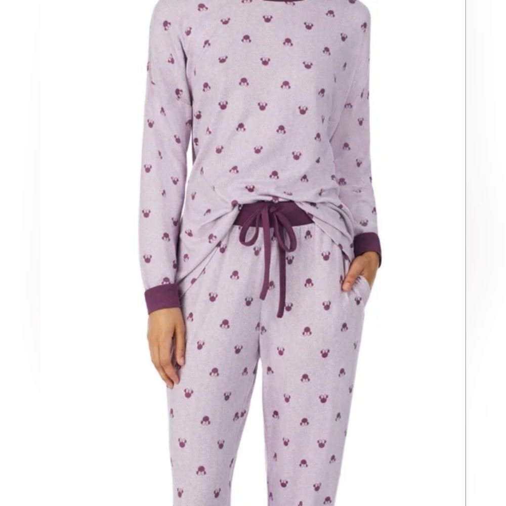 Disney Minnie Mouse 2pc Purple Cozy Long Sleeve Jogger Lounge Pajama Set, 3X